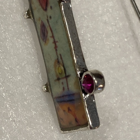 NWOT - Tribal Painting Garden Statement Dangle Drop Earrings - Picture 12 of 12